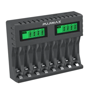 PUJIMAX fabrika toptan 8 yuvaları LCD ekran pil şarj cihazı aa aaa şarj edilebilir piller 1.2v ni-mh güç kaynağı aksesuarları