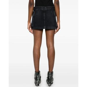 Vente en gros de jupes courtes en jean noires tendance été pour femmes, jupes en jean pour femmes avec poches cargo - Product Image 5