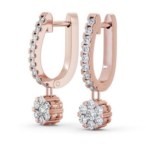 Boucles d'oreilles pendantes uniques 1.95CTW Round Lab Grown Diamonds Earrings for Women Heart Prongs Huggie Hoop Wedding Custom Jewelry - Product Image 6