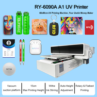 Impresora UV DTF de Cama Plana A1 6090 para Parches de Cuero, Lona, Vasos, Fundas de Madera para Teléfonos, Acrílico, Botellas de Vidrio