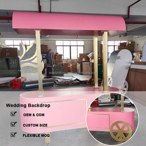 LEDA Decoración de fiesta de boda de nuevo diseño: carrito de barra de dulces, carrito de postres de comida, vehículo de dulces rosas - Product Image 4