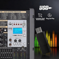 HuiDu HD-B32 Mixeur audio numérique double DSP 28 canaux avec lecteur MIDI USB MP3 Bluetooth et 4 sorties de groupe pour conférences, réunions et studios