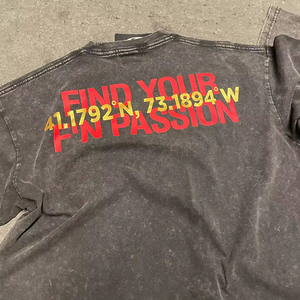 T-shirt pour homme de haute qualité, coupe ajustée, style streetwear, en coton 100% tricoté, poids lourd, lavage à l'acide, sérigraphie personnalisée OEM - Product Image 4