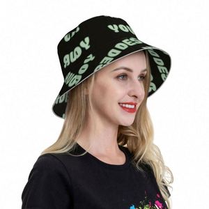 Customizable Denim Bucket Hat Wide Brim Breathable Sun Protection Cartoon <b>Leaf</b>/Plaid Pattern for Men Women's Fishing Adventures - Product Image 4