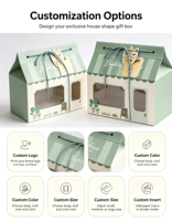 Boîte à pâtisserie créative en forme de maison, portable, haut de gamme, écologique, en carton rigide, avec fermeture magnétique et ouverture fenêtre de type toit