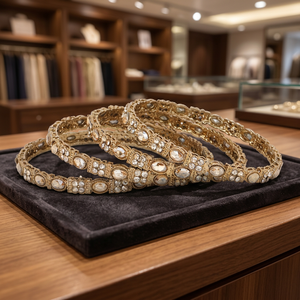 Bracelet en métal de haute qualité avec pierre ovale et quatre petites pierres rondes, bijou élégant et classique pour femme, idéal pour un mariage - Product Image 5
