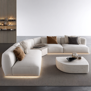 Sofá Modular Seccional de Esquina para Sala de Estar, Estilo Italiano Moderno, Tapizado en Tela Blanca, Convertible, Ajustable, de 3 Plazas - Product Image 2