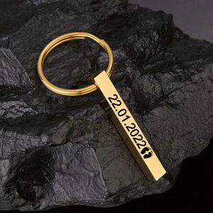 Custom Stainless Steel Metal Blank <b>Keychain</b> Personalize Engraved Logo Name 4 Sided Vertical 3D Bar Key Chain for Couple Souvenir - Product Image 6