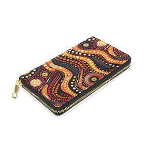 Hot Selling Australian Aboriginal Tribal Long Clutch <b>RFID</b> <b>Blocking</b> Bifold Travel PU <b>Wallets</b> Credit Card Holder with Card Slots - Product Image 3