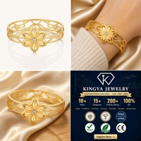 Bunga Mandala, berlapis emas 18K Set gelang pesona hidup gelang modis untuk pernikahan dan pesta