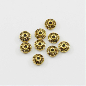 Alloy <b>Metal</b> Beads Round Spacers For <b>Bracelet</b> Making Silver Bronze Mixed Gold Plated 50 Pieces Pack Retro Style Handmade Jewelry - Product Image 4