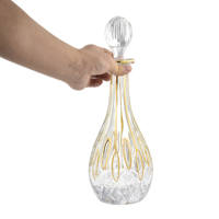 Bouteille de vin en verre de cristal, carafe pour whisky, bouteille de vin avec couvercle, peinture or, N13