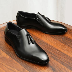 รองเท้าลำลองผู้ชายหนังอิตาลีสไตล์สูง, กันลื่น, รองเท้าแต่งงานสำนักงานอย่างเป็นทางการพื้นรองเท้าส้นแบนปิดนิ้วเท้าป้องกันการลื่น - Product Image 5