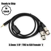 Câble audio Yinyu AC030MB, 3,5 mm stéréo vers double XLR femelle, tressé, pour moniteurs de studio actifs, ordinateur portable