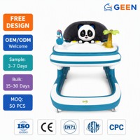 GEEN Trotteur pliant pour bébé, trotteur d'apprentissage assis-debout, trotteur pousseur pour enfants 4 en 1