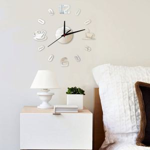 Creative Coffee Cup Wall <b>Clock</b> DIY Mute <b>Digital</b> <b>Clock</b> 3D Acrylic Mirror Decoration Wall Stickers for Living Room Kitchen - Product Image 4