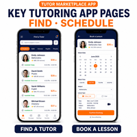 Service de tutorat professionnel, développement d'applications de marché de tutorat pour iOS et Android avec recherche de professeurs et réservation de cours LionCreate