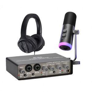 Kit de microphone à condensateur professionnel pour studio d'enregistrement, avec casque et carte son, pour chant à domicile et diffusion - Product Image 3
