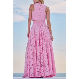 New Sleeveless Long <b>Skirt</b> Pocket Set Casual Vacation Loose Hollow Women's 2 Piece Set Fashion - Product Image 6