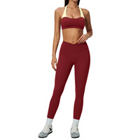 Nouvel ensemble soutien-gorge de yoga color-block double couche en Spandex/Nylon, deux pièces, séchage rapide, respirant, tenue de sport