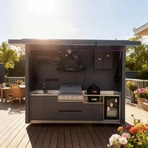 Cucina Esterna Moderna di Alta Qualità in Stile Fattoria con <span class=keywords><strong>Forno</strong></span> per Pizza e Griglia, Armadio in Acciaio Inox per Uso in Parchi - Product Image 1