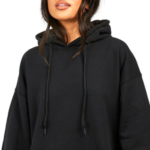 2026 Arrival Winter Streetwear Solid Oversized <b>Drop</b> Shoulder Hoodies Women 100% Cotton Material Soft Comfortable Custom Front - Product Image 3