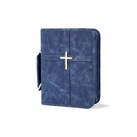 Housse de Bible en cuir de buffle grainé, avec logo personnalisé en relief croix, pochette zippée, plusieurs tailles, étui de voyage fait main pour les utilisateurs chrétiens