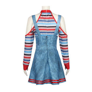 Costume <span class=keywords><strong>de</strong></span> personnage <span class=keywords><strong>de</strong></span> film pour femmes, combinaison <span class=keywords><strong>de</strong></span> poupée <span class=keywords><strong>Chucky</strong></span>, ensemble <span class=keywords><strong>de</strong></span> costumes d'Halloween pour femmes, poupée tueuse effrayante <span class=keywords><strong>de</strong></span> cauchemar - Product Image 3