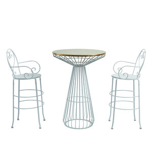 北欧白色花园小酒馆凳子餐具家具户外露台酒吧金属高桌椅和2座椅子 - Product Image 1