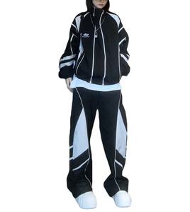 אימונית ניילון זולה מגפי רטרו רגילים מטען בד חום מותאם אישית יוקרה לשני המינים קיץ 2 חלקים וינטג' 90 סט ג'וגרים פסים - Product Image 1