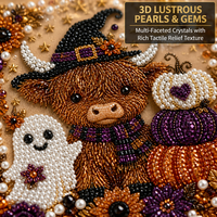 Kit de peinture diamant DIY Halloween, plus grand format 25 cm, décoration murale Sorcière, Veau, Citrouille, Fantôme