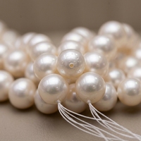Vente en gros de brins de perles d'eau douce naturelles blanches, haute brillance, 11-13 mm, qualité AA, perles en vrac pour la fabrication de bijoux