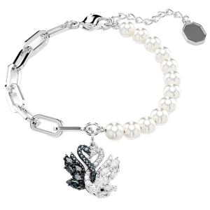 925 <b>Silver</b> Fine Charm <b>Bracelet</b> for Women Natural Baroque Freshwater Pearls Half Chain Swan Design Bohemia Style Zircon - Product Image 1