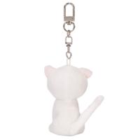 Porte-clés en peluche chat blanc Kawaii, mini poupée en peluche chat Anime Moon Mark, pendentif animal doux, breloque de sac, anneau de clés pour cadeau et décoration