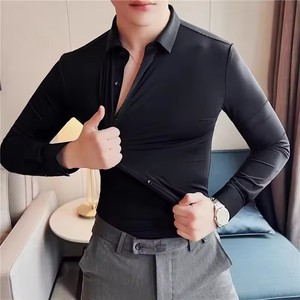 Camicia Sportiva da Uomo a Maniche Lunghe, Senza Cuciture, Altamente Elastica, Senza Bisogno di Stiratura, Design Elegante per Uomo d'Affari - Product Image 2