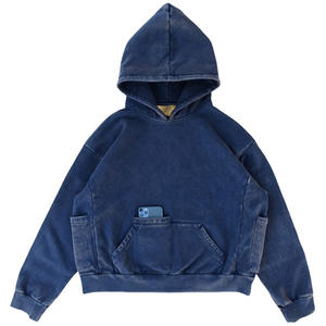 Sudadera con Capucha de Algodón Terry de 380 g/m², Color Negro Liso, Proveedor de Moda, Personalizable, Gruesa, Estampada, Vintage, Lavada para Hombre - Product Image 1