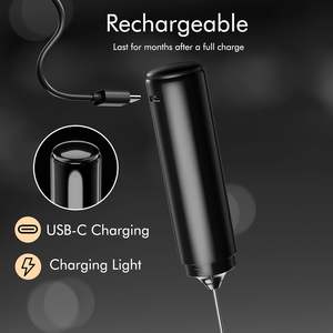 <span class=keywords><strong>Mousseur</strong></span> à lait rechargeable en acier inoxydable 2-en-1 avec fouet à double ressort pour Cappuccino, Latte, Macchiato, Matcha, Chocolat Chaud - Product Image 4