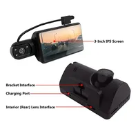 3.0 pouces Ips caméra enregistreur Hd1080p 2 objectifs Dash Cam Dvr voiture caméra boîte noire nuit G-sensor boucle voiture Dash caméra