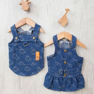 Factory Wholesale Summer Fashion Cute <strong>Pet</strong> Denim <strong>Vest</strong> Cat Face and Hearts Print Jean Overall Dress for <strong>Small</strong> <strong>Dog</strong> - Product Image 2