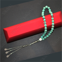 Bracelet chapelet islamique taille diamant turquoise perles de pierre hautement polies avec accessoires en acier inoxydable perles de prière musulmanes