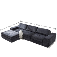 Zeitgenössisches Gemütliches Vakuumkomprimiertes Modulares L-förmiges Stoffsofa Schlafsofa für Wohnzimmer und Apartments