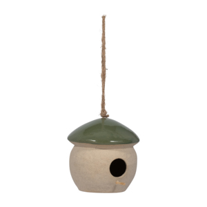 Mangiatoia Rotonda Sospesa per Uccelli con Tetto Verde per Esposizione in Giardino e Cortile - Product Image 2
