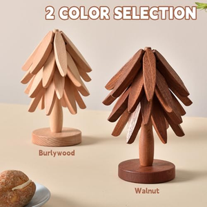 Eco-Friendly Polished Wooden <b>Christmas</b> <b>Tree</b> Decorative Table <b>Mats</b> Coasters Holder Trivets for Hot Dishes Cups - Product Image 4