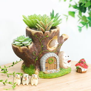 Vaso per Fiori Personalizzato <span class=keywords><strong>in</strong></span> Stile Fata con Casetta per Animali, Design a Cartone Animato, <span class=keywords><strong>in</strong></span> Poliresina con Foro di Drenaggio - Product Image 5