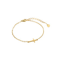 Bracelet croix latérale avec zircone cubique, ton or et argent, chaîne réglable, bijoux religieux pour femmes, vente en gros