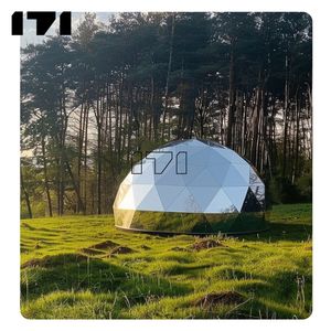 Dôme en verre Geo adapté au glamping par temps tropical avec panneaux solaires Tente écologique Géodesique <span class=keywords><strong>Double</strong></span> dôme vitré de 6m Octogone en verre de 6m - Product Image 3