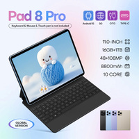 Tablet Bisnis Pad 8 Pro 11 Inci 16GB1TB 108MP 8000mAh 5G Dual SIM+TF Keyboard Mouse Case OTG Kantor Profesional Pemasok Emas