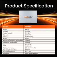 SSD Internal MAXBY 2.5 Inch - SATA III 256GB Tersedia, Kecepatan Tulis 500MB/s TLC LDPC, SSD Performa Tinggi