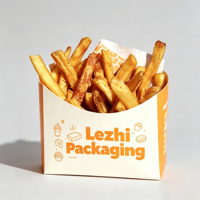 Boîtes à frites jetables personnalisées pour restaurants, emballages écologiques pour pop-corn, poulet frit et snacks à emporter