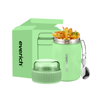 Bocal alimentaire isotherme portable 12oz en acier inoxydable, conteneur à soupe sous vide, gourde personnalisable simple avec autocollant mignon pour le déjeuner